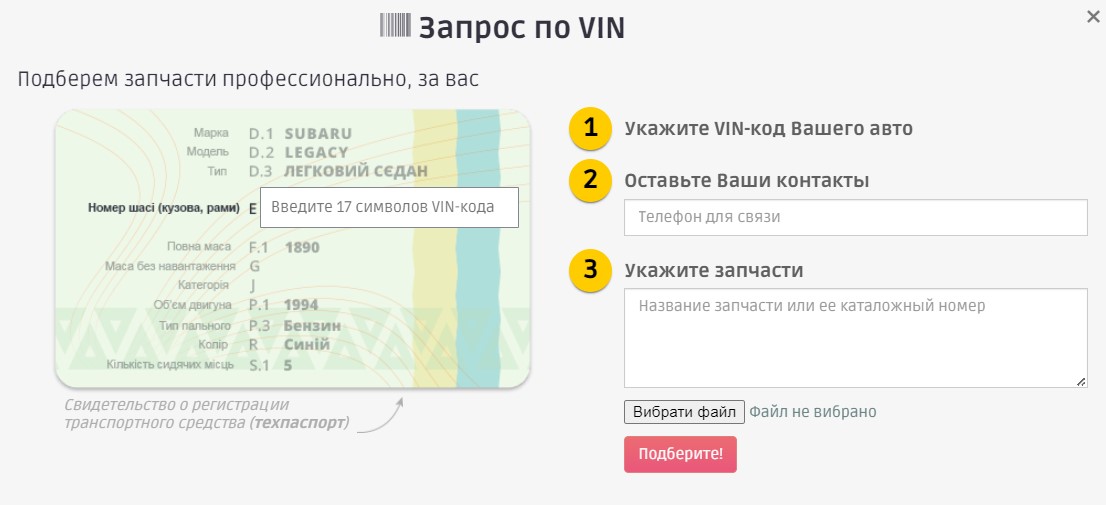 подбор запчастей по вин-коду