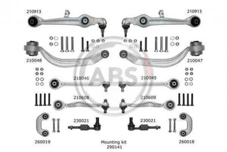 К-кт рычагов подвески Audi A6/Superb/Passat B5 (с тонким пальцем) A.B.S. 219902