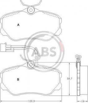 Комплект тормозных колодок, дисковый тормоз A.B.S. 36655