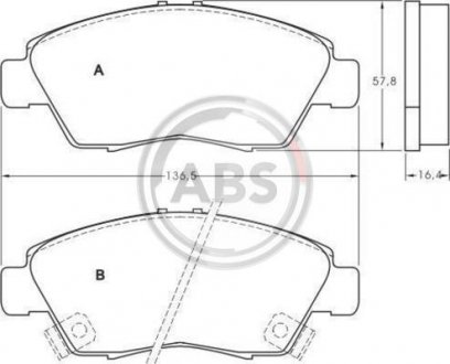 Гальмівні колодки, дискове гальмо (набір) A.B.S. A.B.S. 36831