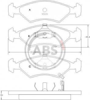 Тормозные колодки, дисковый тормоз (набор) A.B.S. A.B.S. 36886 (фото 1)