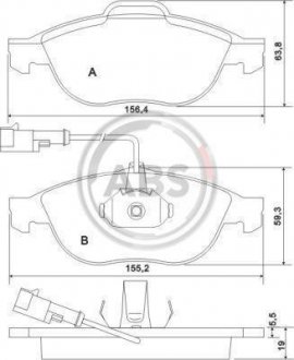 Тормозные колодки, дисковый тормоз (набор) A.B.S. A.B.S. 37064