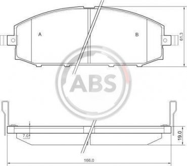 Гальмівні колодки, дискове гальмо (набір) A.B.S. A.B.S. 37084 (фото 1)