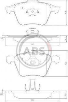 Колодки тормозные перед. S60/S80/V70/XC70/XC90 (98-14) A.B.S. 37344 (фото 1)