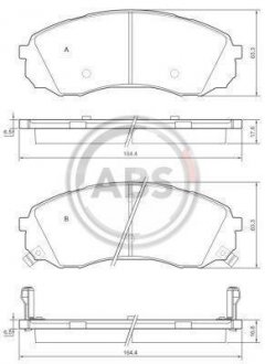 К-кт перед. гальм. колодок Hyundai H-1 2.5CRDI 01-08/Kia Carniva 06- A.B.S. A.B.S. 37618