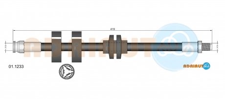 Шланг передний тормозной ALFA ROMEO 156 97-05. 147 (937) 01-10 ADRIAUTO 01.1233 (фото 1)