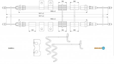 Трос ручного гальма ADRIAUTO 1302911 (фото 1)
