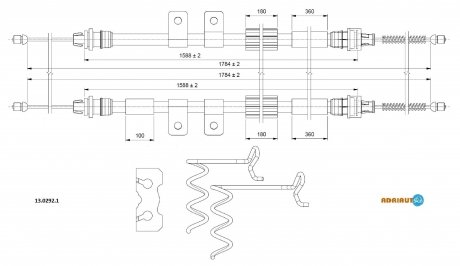 Трос ручного гальма ADRIAUTO 1302921 (фото 1)