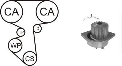 Насос води + комплект зубчастого ременя AIRTEX WPK160002