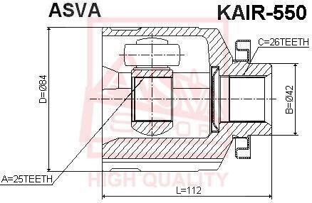 Шрус внутрішній правий ASVA KAIR550