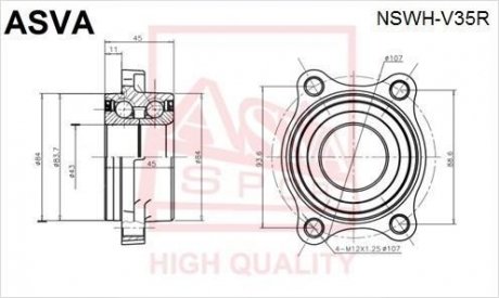 Підшипник маточини ASVA NSWHV35R