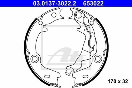 Гальмівні колодки ручного гальма ATE 03.0137-3022.2 (фото 1)