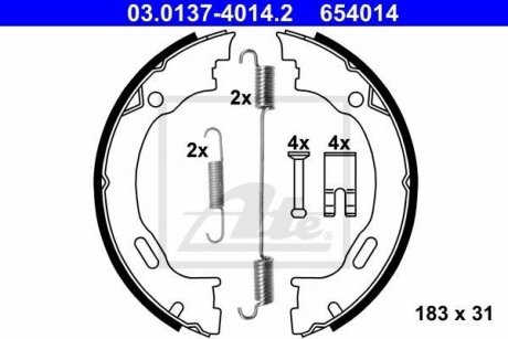 Комплект тормозных колодок, стояночная тормозная система ATE 03.0137-4014.2