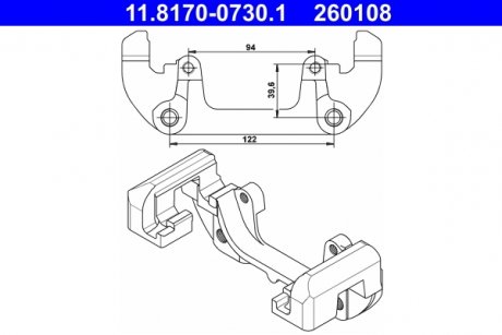 Кронштейн, корпус скобы тормоза ATE 11.8170-0730.1