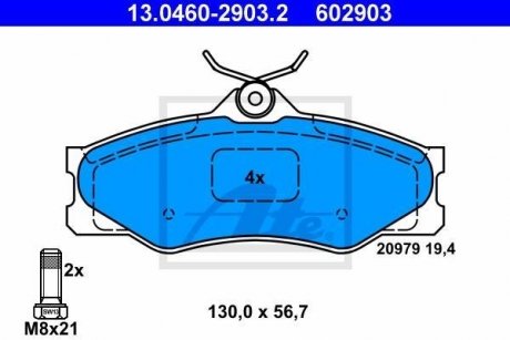 Комплект тормозных колодок, дисковый тормоз 13.0460-2903.2 ATE 13046029032