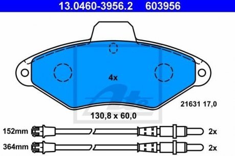 Тормозные колодки, дисковый тормоз (набор) ATE 13046039562