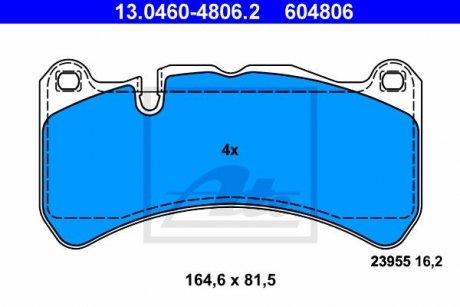 Комплект тормозных колодок, дисковый тормоз 13.0460-4806.2 ATE 13046048062 (фото 1)