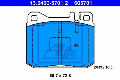 Комплект тормозных колодок, дисковый тормоз 13.0460-5701.2 ATE 13046057012 (фото 1)