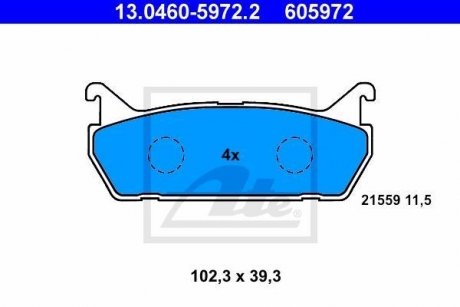 Комплект тормозных колодок, дисковый тормоз 13.0460-5972.2 ATE 13046059722 (фото 1)