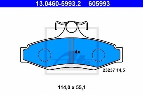 Тормозные колодки, дисковый тормоз (набор) ATE 13046059932 (фото 1)