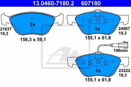 Тормозные колодки, дисковый тормоз (набор) ATE 13046071802