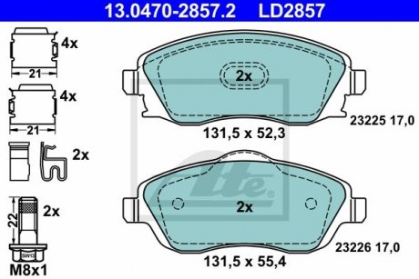 Гальмівні колодки, дискові ATE 13.0470-2857.2