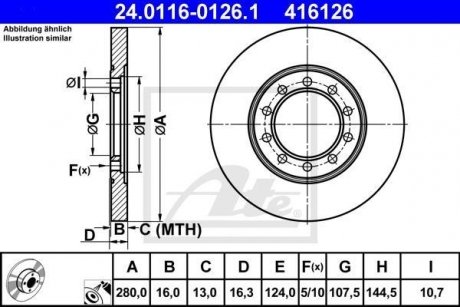 Тормозной диск 24.0116-0126.1 ATE 24011601261