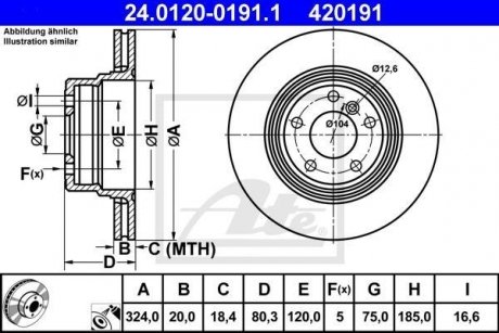 Тормозной диск 24.0120-0191.1 ATE 24012001911 (фото 1)