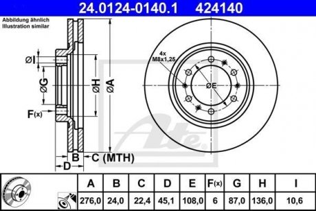 Тормозной диск 24.0124-0140.1 ATE 24012401401