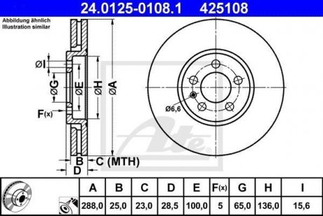 Тормозной диск 24.0125-0108.1 ATE 24012501081