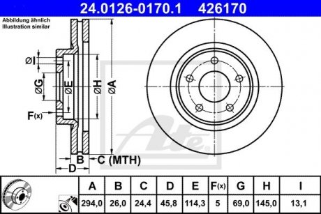 Диск гальмівний MITSUBISHI ASX 10- ATE 24012601701