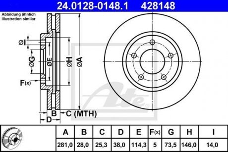 Тормозной диск 24.0128-0148.1 ATE 24012801481