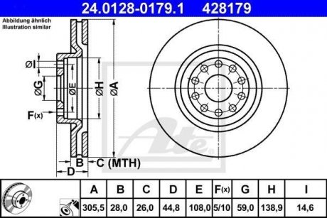 Тормозной диск 24.0128-0179.1 ATE 24012801791