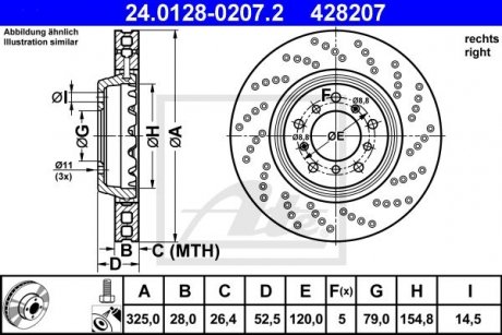 Тормозной диск 24.0128-0207.2 ATE 24012802072