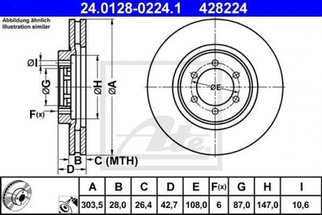 Тормозной диск 24.0128-0224.1 ATE 24012802241