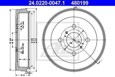 Тормозной барабан ATE 24022000471
