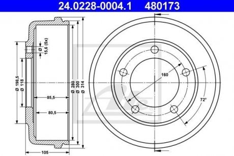 Гальмівний барабан ATE 24022800041