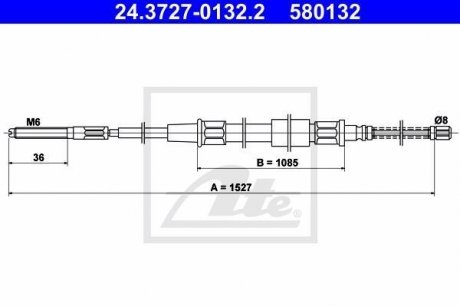 Трос, стояночная тормозная система 24.3727-0132.2 ATE 24372701322