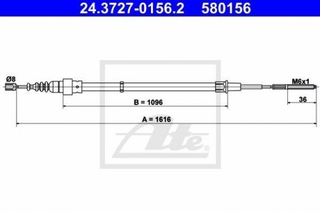 Трос, стояночная тормозная система 24.3727-0156.2 ATE 24372701562