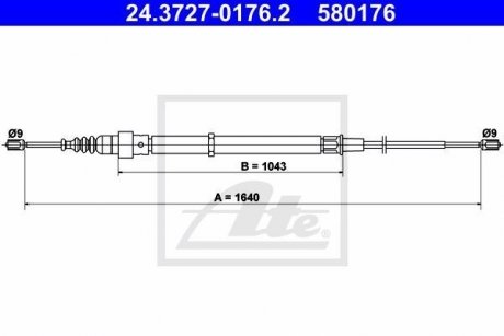 Трос, стояночная тормозная система 24.3727-0176.2 ATE 24372701762