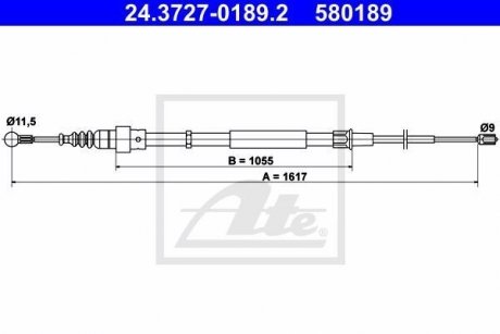 Трос, стояночная тормозная система 24.3727-0189.2 ATE 24372701892