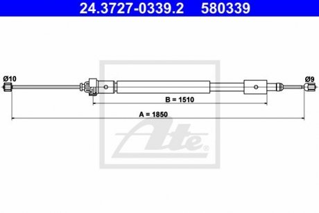 Трос, стояночная тормозная система 24.3727-0339.2 ATE 24372703392