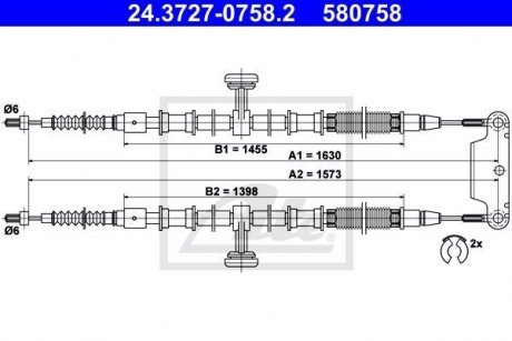 Трос ручного тормоза ATE 24372707582