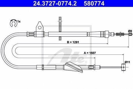 Трос ручного гальма ATE 24372707742 (фото 1)