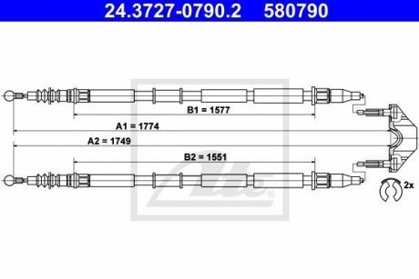 Трос ручного тормоза ATE 24372707902