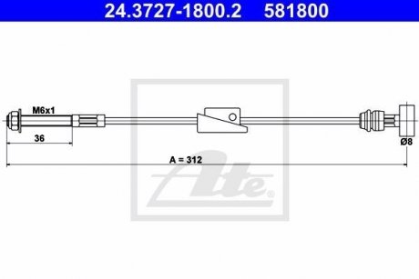 Трос ручного тормоза ATE 24372718002 (фото 1)