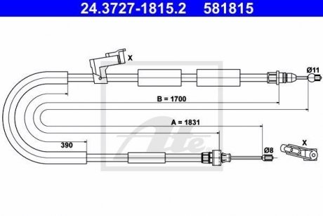 Трос ручного тормоза ATE 24372718152