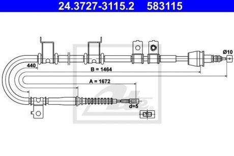 Трос, стояночная тормозная система 24.3727-3115.2 ATE 24372731152 (фото 1)