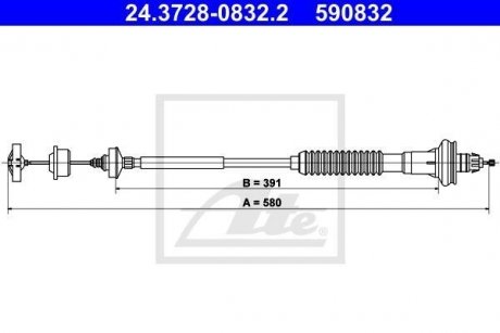 Трос, управление сцеплением 24.3728-0832.2 ATE 24372808322 (фото 1)