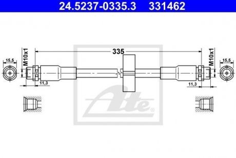 Шланг гальмівний AUDI ALLROAD 00- ATE 24.5237-0335.3 (фото 1)